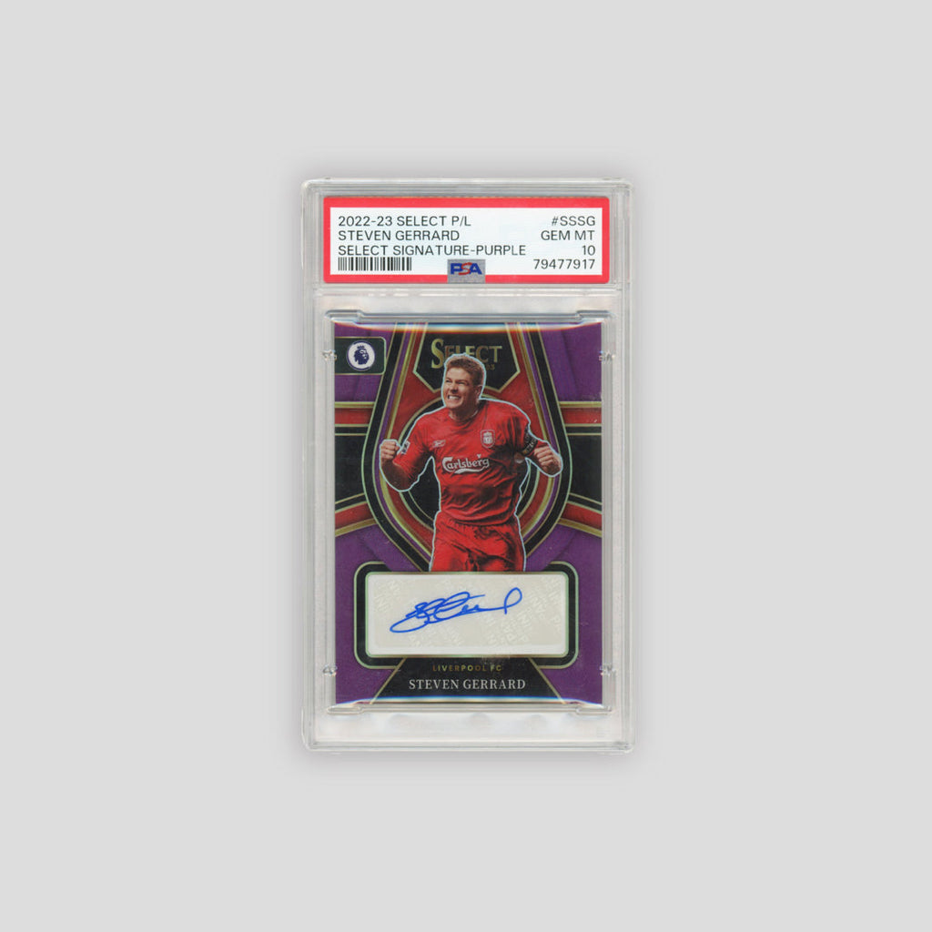 2022-23 Panini Select EPL Steven Gerrard /49 Purple Auto #SSSG (PSA 10)