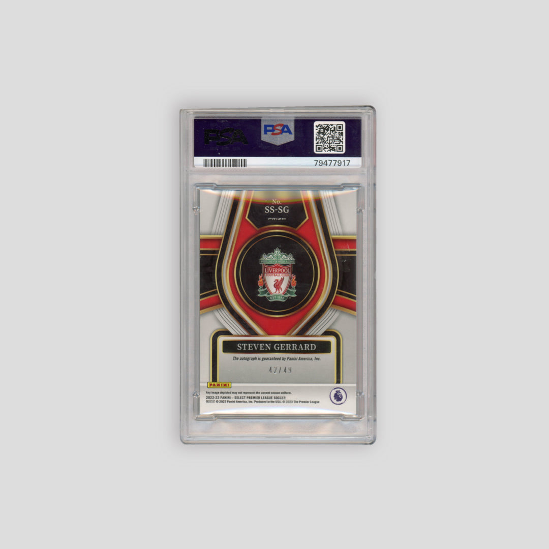 2022-23 Panini Select EPL Steven Gerrard /49 Purple Auto #SSSG (PSA 10)