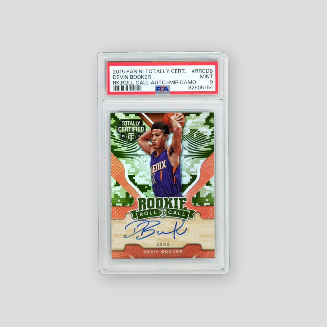 2015-16 Panini Totally Certified Devin Booker Rookie Roll Call RC Camo (PSA 9)