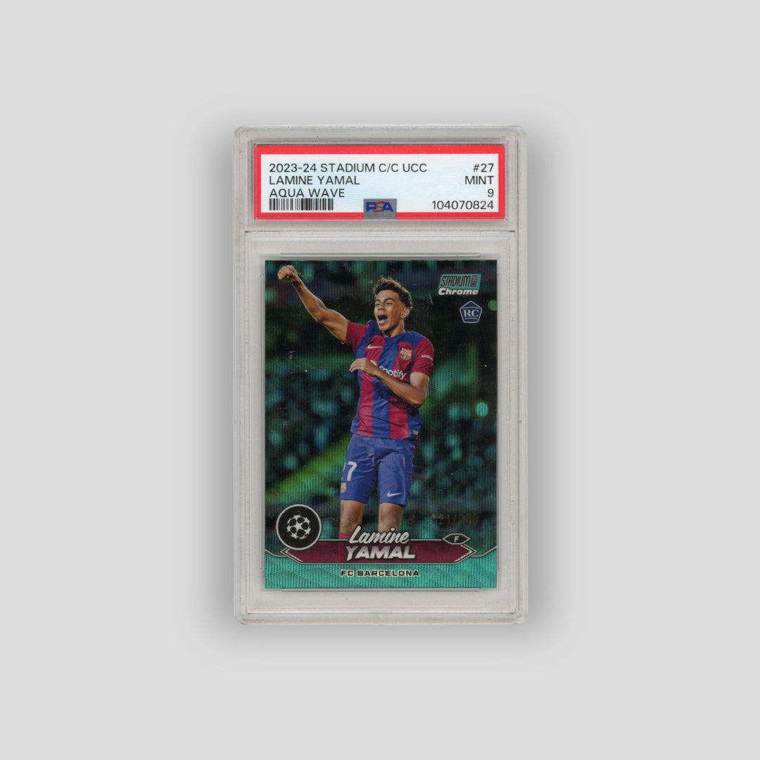 2023-24 Topps Stadium Club Chrome Lamine Yamal Aqua Wave /250 #27 (PSA 9)