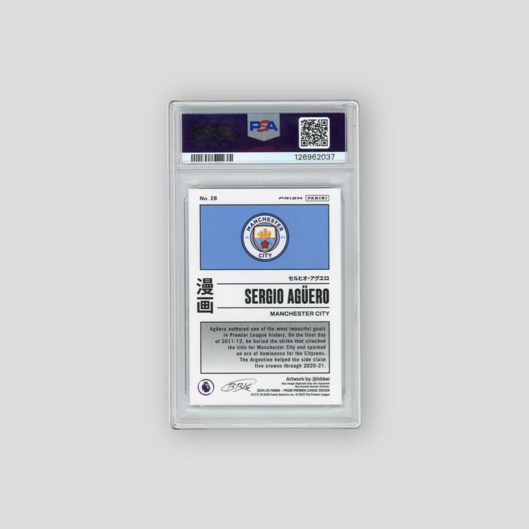 2024-25 Panini Prizm Premier League Manga Sergio Aguero #28 (PSA 10)
