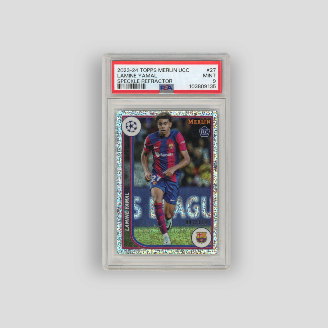 2023-24 Topps Merlin Lamine Yamal Speckle Refractor /150 #27 (PSA 9)