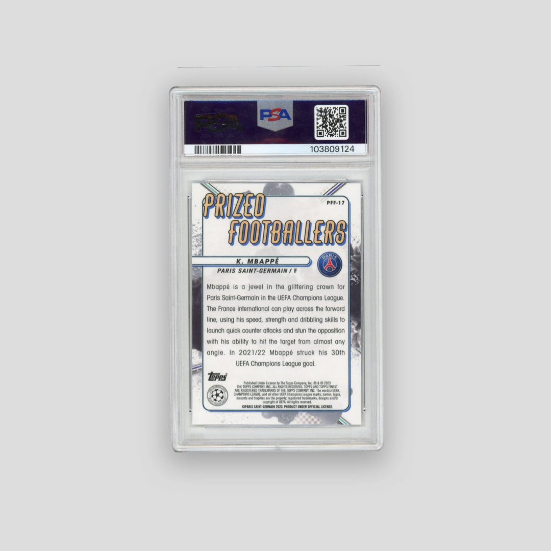 2022-23 Finest Kylian Mbappe Prized Footballers Fusion Blue/Gold #PFF-17 (PSA 10)