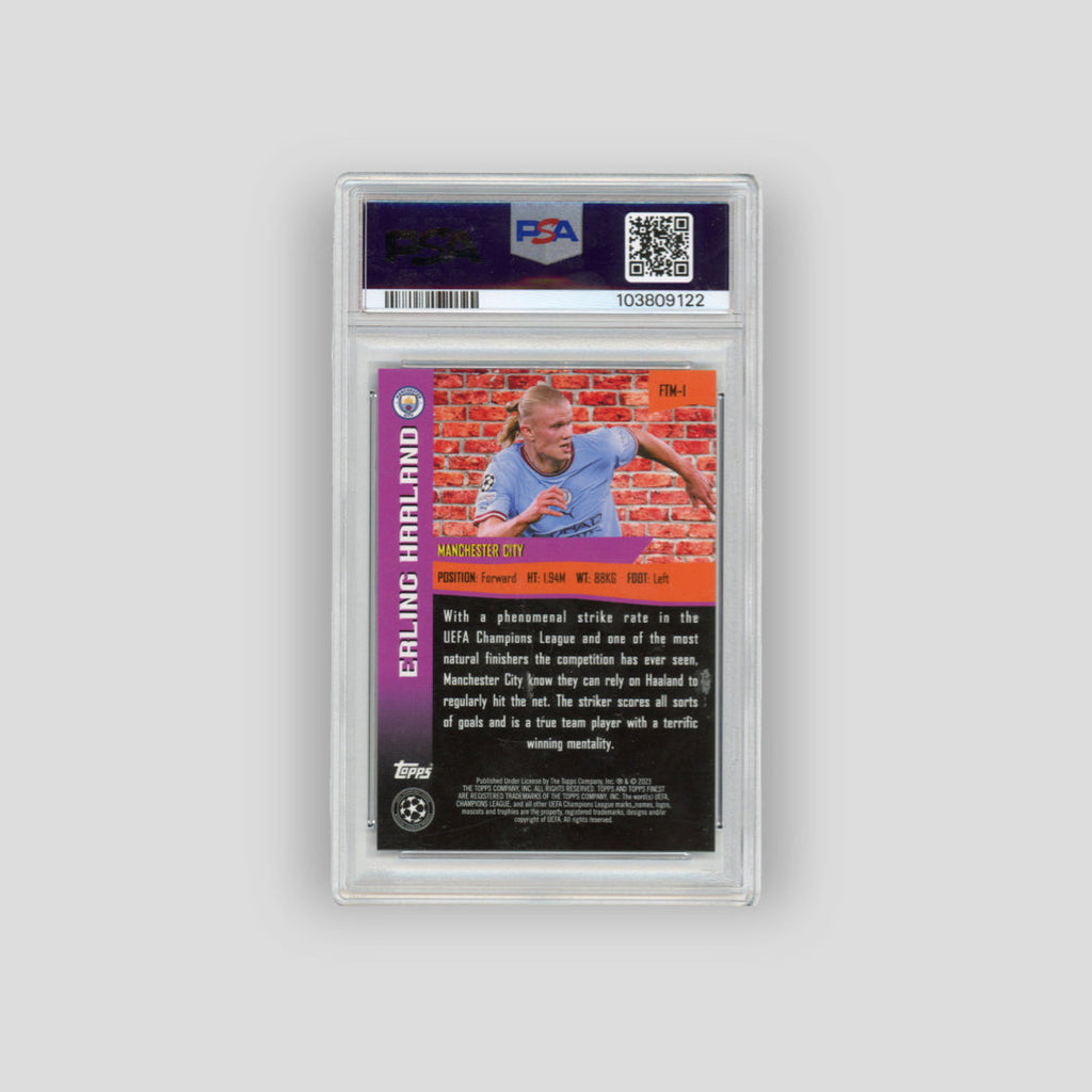 2022-23 Topps Finest The Man Erling Haaland Purple Refractor /299 (PSA 10)