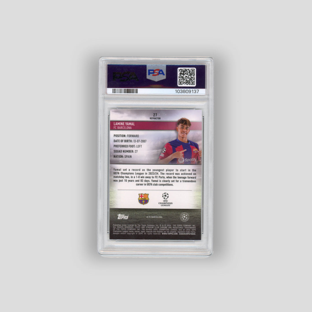 2023-24 Topps Stadium Club Lamine Yamal Refractor #27 (PSA 9)